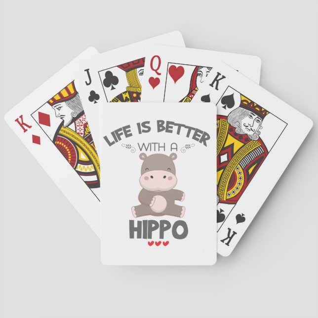 Hippo Liebhaber Geschenke Leben besser mit einem H Spielkarten (Rückseite)