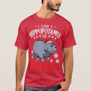 Hippo Lights Fun Santa Niedlich Celebrate Happy Ch T-Shirt