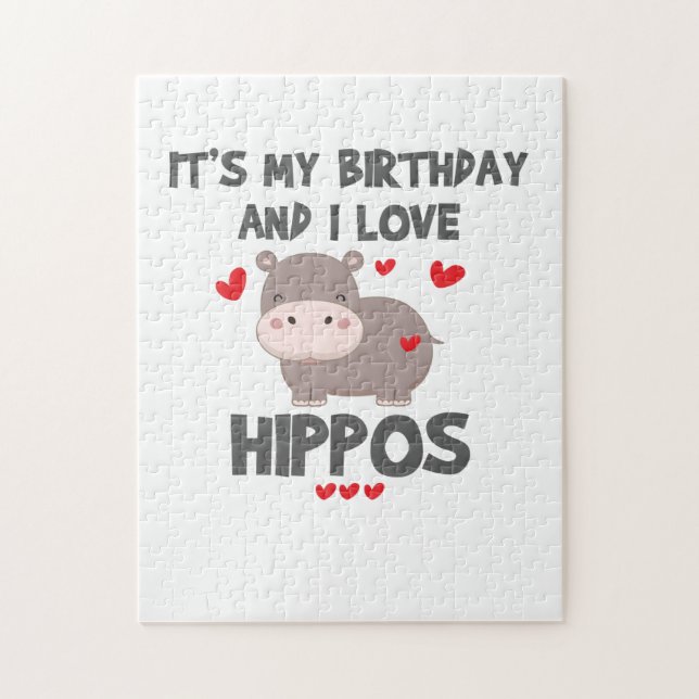 Hippo Lover It's My Birthday and I Love Hippos (Vertikal)