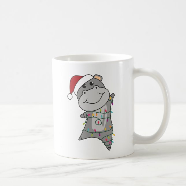 Hippo Merry Christmas Winter Animals Hippos Adult  Kaffeetasse (Rechts)
