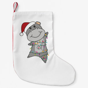 Hippo Merry Christmas Winter Animals Hippos Adult Kleiner Weihnachtsstrumpf