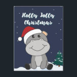 Hippo Merry Christmas Winter Animals Hippos Holida Feiertagspostkarte<br><div class="desc">The hippo to softness with fair lights. Funny animals with gifts and snow to the holidays. Also funny for Christmas in July. Hippos are sweet animals and perfect for Christmas.</div>