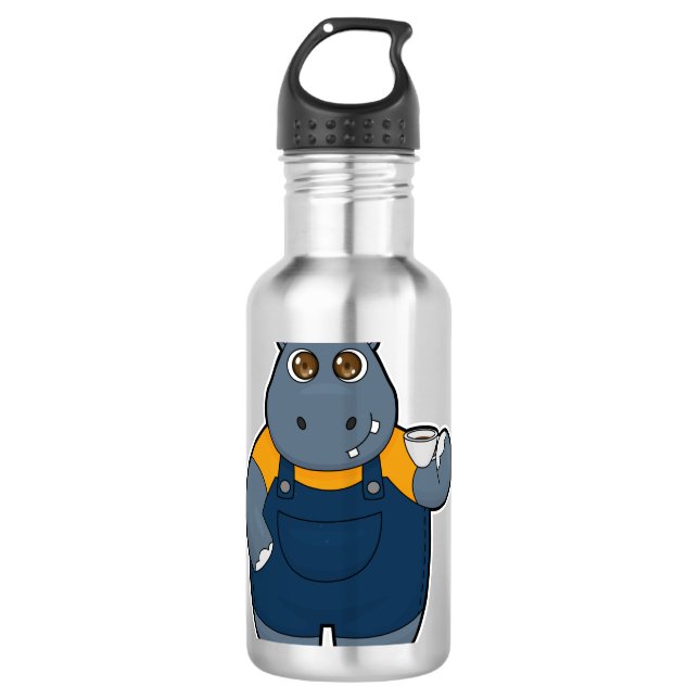 Hippo mit Kaffee-Cup Edelstahlflasche (Vorderseite)