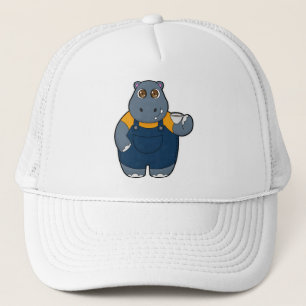 Hippo mit Kaffee-Cup Truckerkappe