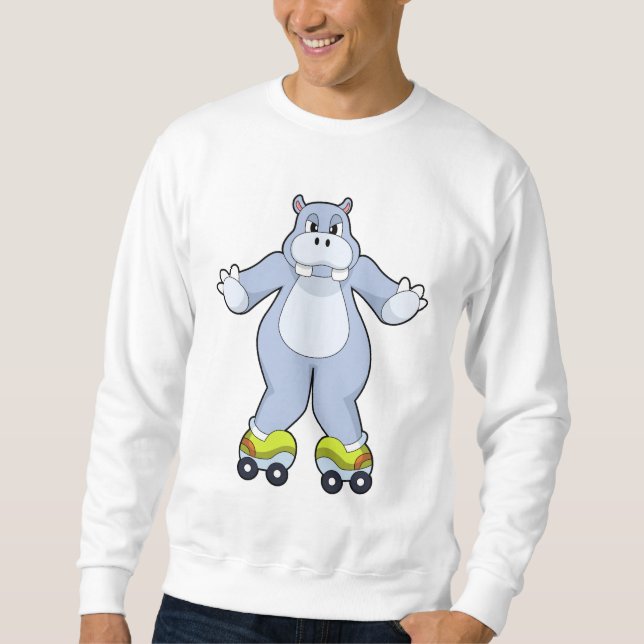 Hippo mit Roller-Skaten Sweatshirt (Vorderseite)