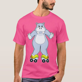 Hippo mit Roller-Skaten T-Shirt