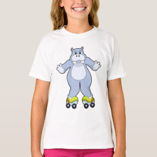 Hippo mit Roller-Skaten T-Shirt