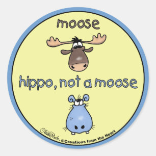 Hippo-nicht-ein-Elch! Runder Aufkleber