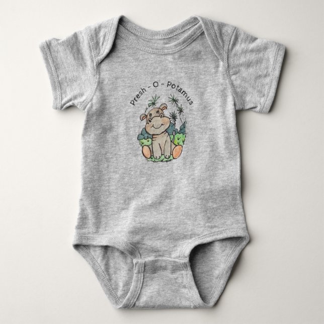 Hippo-Niedliche Tiere Ein Baby Bodysuit Strampler (Vorderseite)