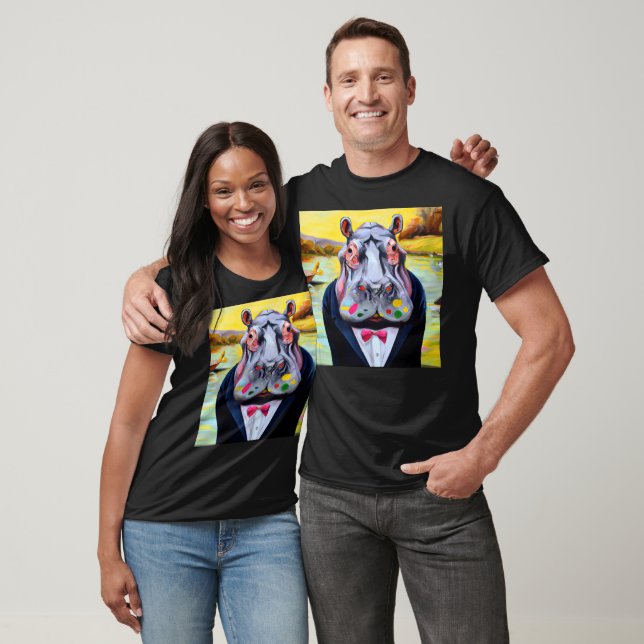 Hippo No.5 ein farbenprächtiges impressionistische T-Shirt (Unisex)
