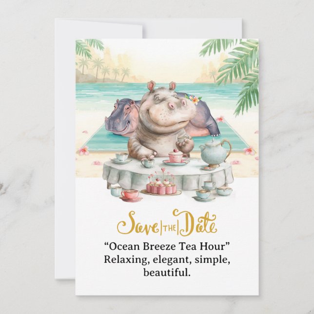  Hippo Ocean Breeze Tea Hour Invitation  (Devant)