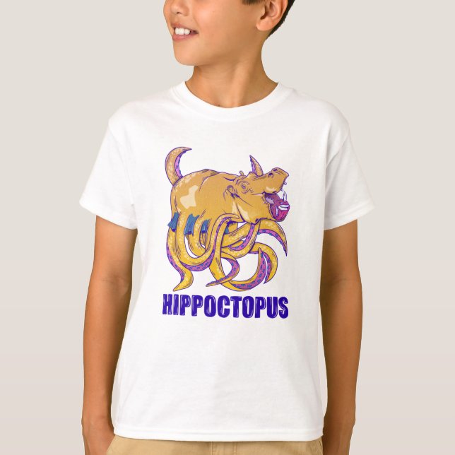 Hippo Octopus Seltsame Kreatur T-Shirt (Vorderseite)