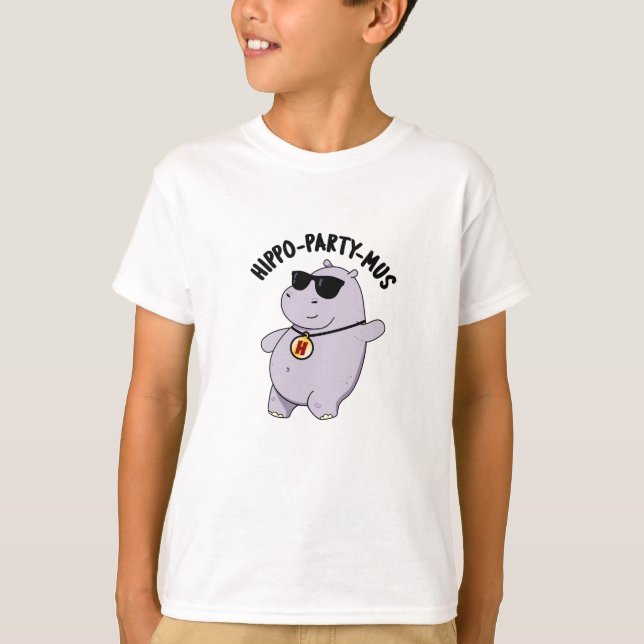 Hippo-Party-mus Funny Animal Hippo Pun T-Shirt (Vorderseite)