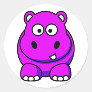 Hippo Pink Runder Aufkleber