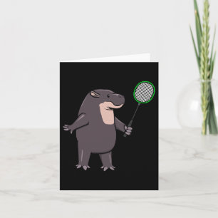 Hippo Playing Badminton Hob Karte