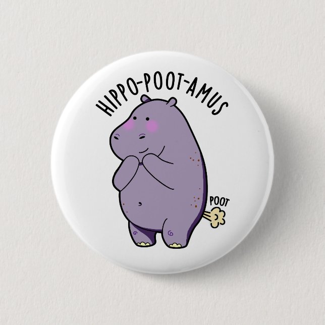 Hippo-poot-amus Funny Farting Hippo Pun Button (Vorderseite)