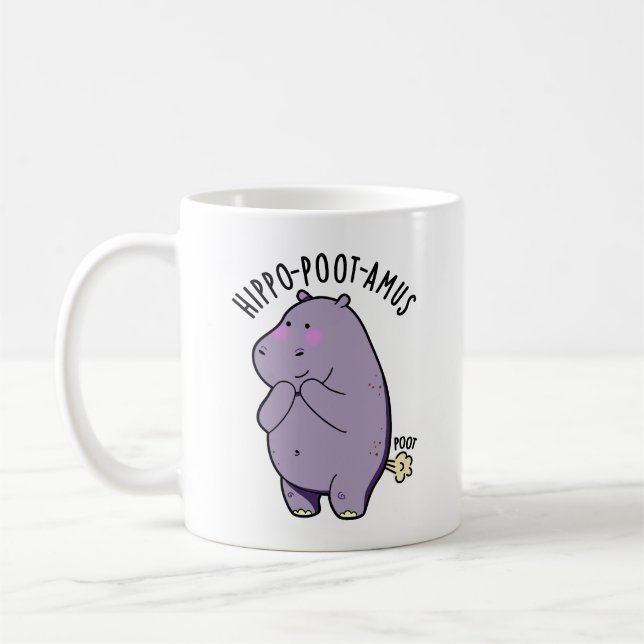 Hippo-poot-amus Funny Farting Hippo Pun Kaffeetasse (Links)