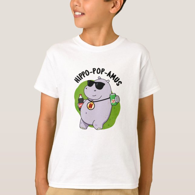 Hippo-Pop-amus Funny Hippo Soda Pop Pun T-Shirt (Vorderseite)