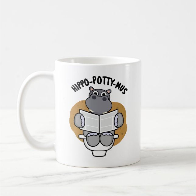 Hippo-potty-mus Funny Animal Hippo Pun Kaffeetasse (Links)
