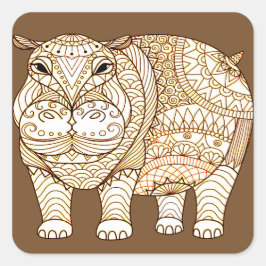 Hippo Quadratischer Aufkleber