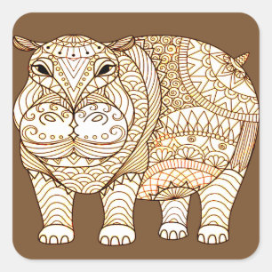 Hippo Quadratischer Aufkleber