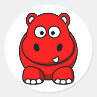 Hippo Red Runder Aufkleber