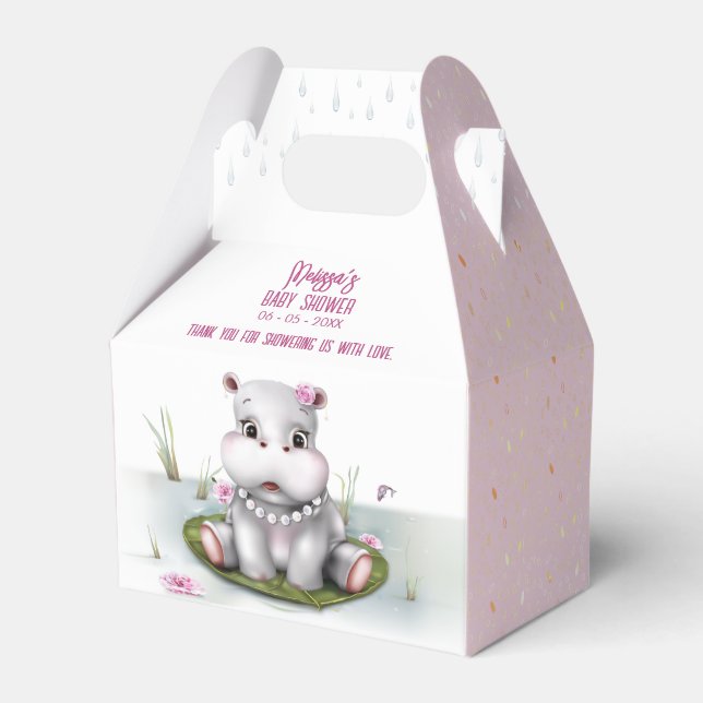 Hippo River Adventure Girl Baby Shower Geschenkschachtel (Vorderseite)