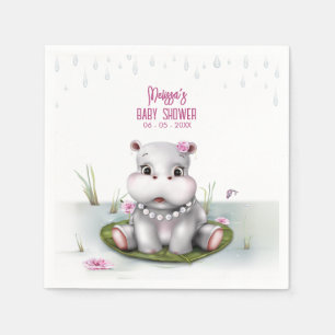Hippo River Adventure Girl Baby Shower Serviette