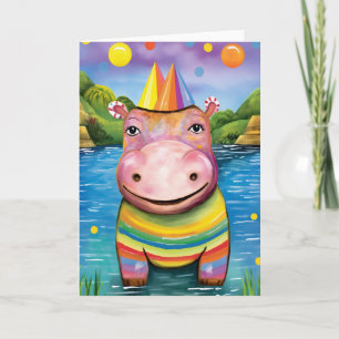 Hippo River Revels : Carte Anniversaire de enfant 