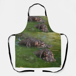 Hippo-Schwimmen in einem Teich, Volldruck-Schürze Schürze