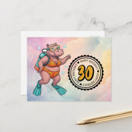 Hippo scuba diver 30th Birthday  Postkarte