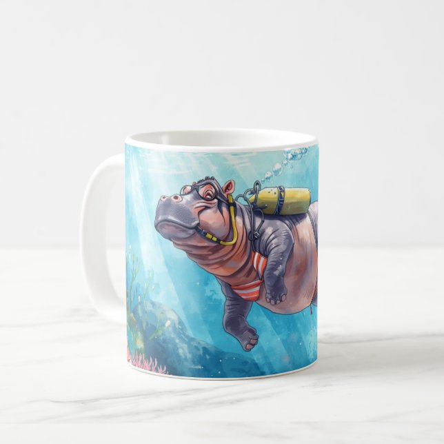 Hippo Scuba underwater Kaffeetasse (Vorderseite Links)
