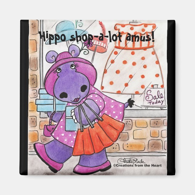 Hippo Shopping-Hippo Shop-eine Menge amus! Magnet (Vorne)