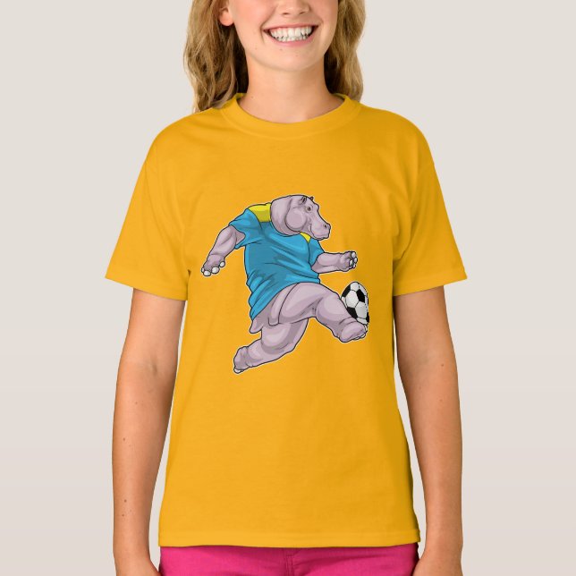 Hippo Soccer Player Fußball T-Shirt (Vorderseite)