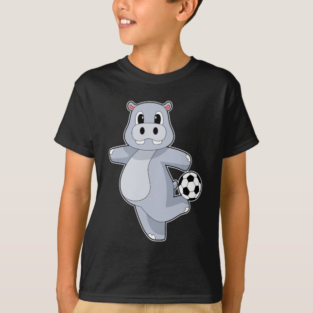 Hippo Soccer-Spieler Fußball-Sport T-Shirt (Vorderseite)