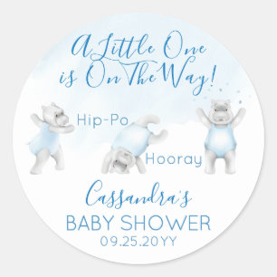 Hippo Somersault Baby Boy Shower Runder Aufkleber