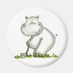 Hippo spielt Golf Magnet