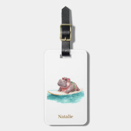 Hippo Surfer on Surf Board Gepäckanhänger