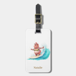 Hippo Surfer on Surf Board Gepäckanhänger