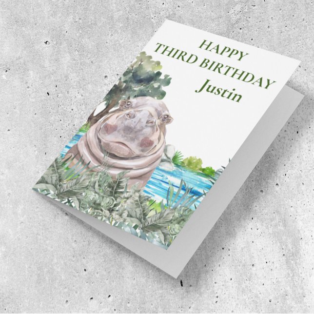 Hippo Süsse Geburtstag Safari Hippopotamus Karte (Von Creator hochgeladen)