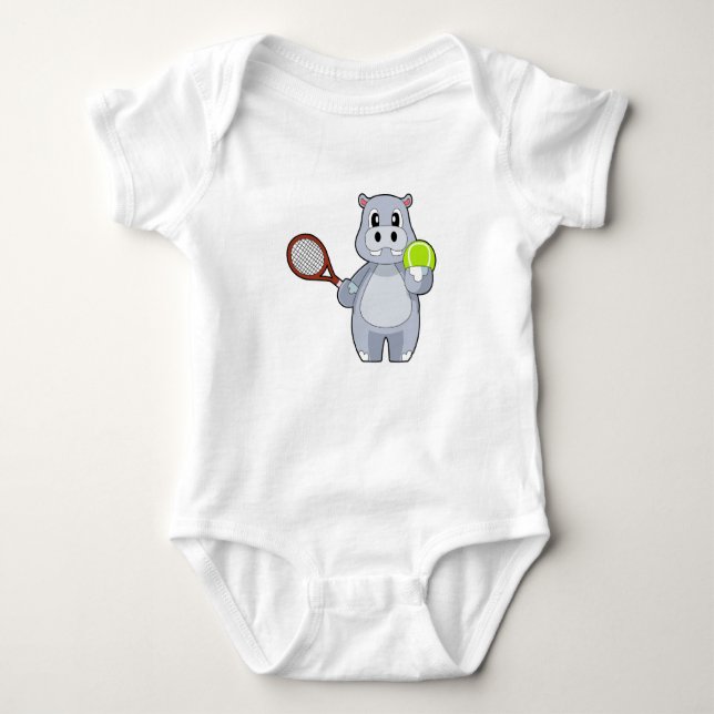 Hippo Tennis Tennis Baby Strampler (Vorderseite)