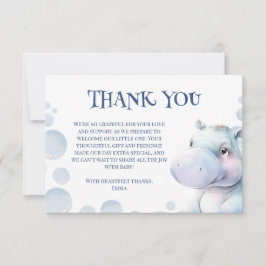 Hippo Themed Baby Dusche Dankeskarte