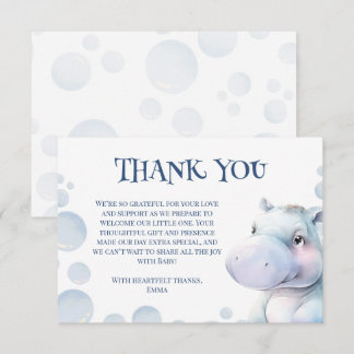 Hippo Themed Baby Dusche Dankeskarte