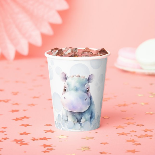 Hippo Themed Baby Dusche Pappbecher (Insitu)