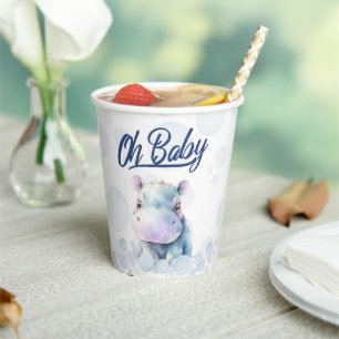 Hippo Themed Baby Dusche Pappbecher