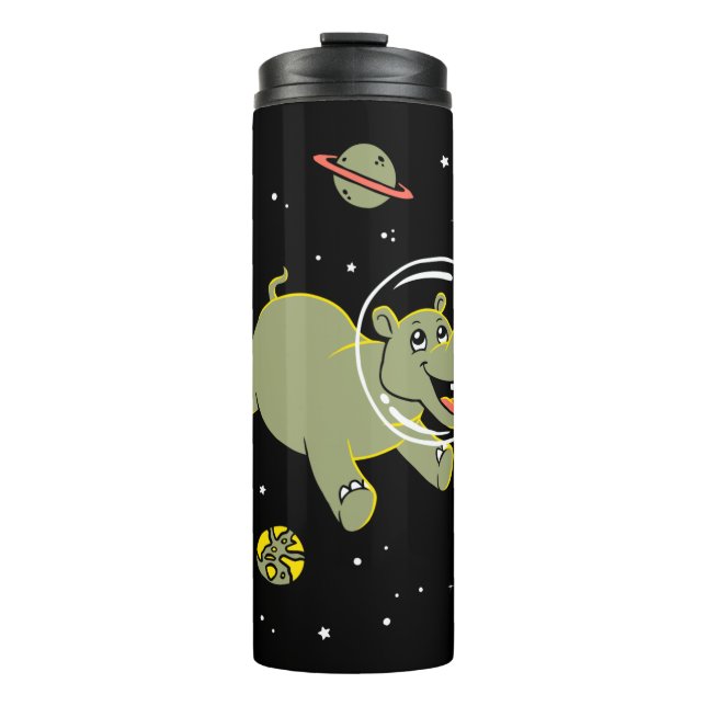 Hippo-Tiere im Weltraum Thermosbecher (Vorderseite)