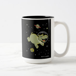 Hippo-Tiere im Weltraum Zweifarbige Tasse