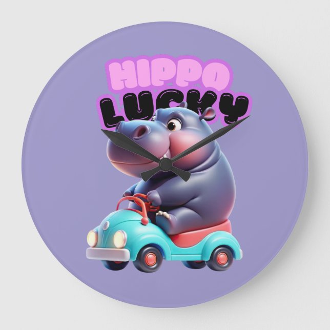 Hippo Time Wall Clock Große Wanduhr (Vorderseite)