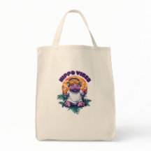 Hippo-Tote-Tüte-Illustrationen "Hippo vibes"