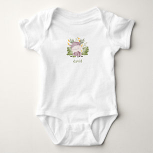 Hippo und Foliage Boy's Personalisiert Baby Strampler